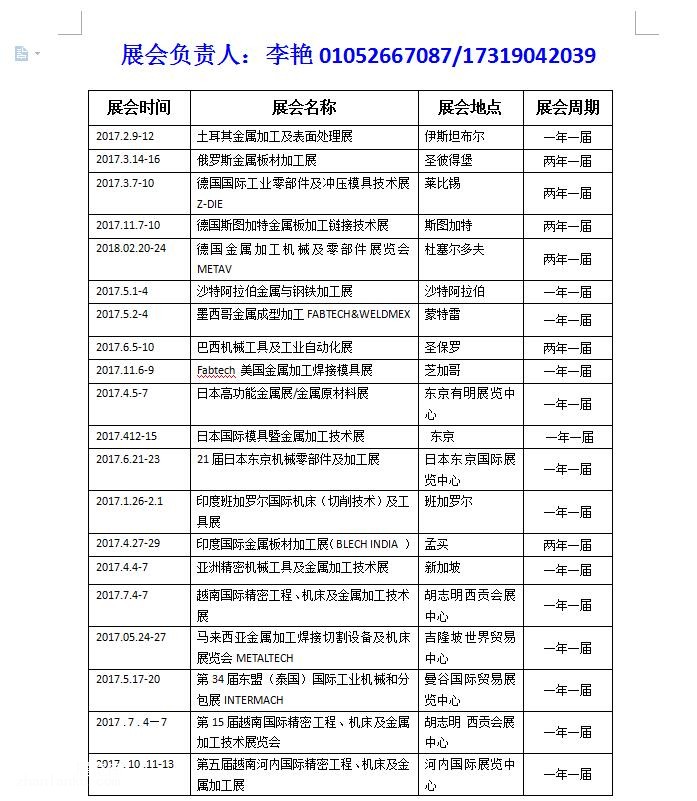 金属加工类计划表